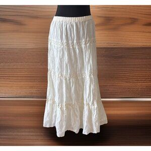VTG Susan Graver Peasant Tiered Maxi Skirt Size M Crochet Fairy Boho Western Y2K